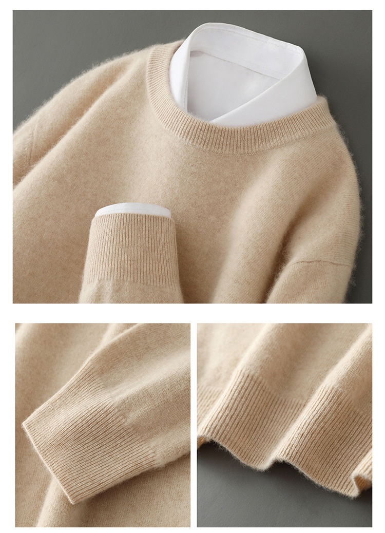 boy Boy Boy Boy Autumn Winter New Cashmere Round Neck Inner Layer Base Shirt Loose Business Casual Wool Men's Thickened Sweater_voghion.com