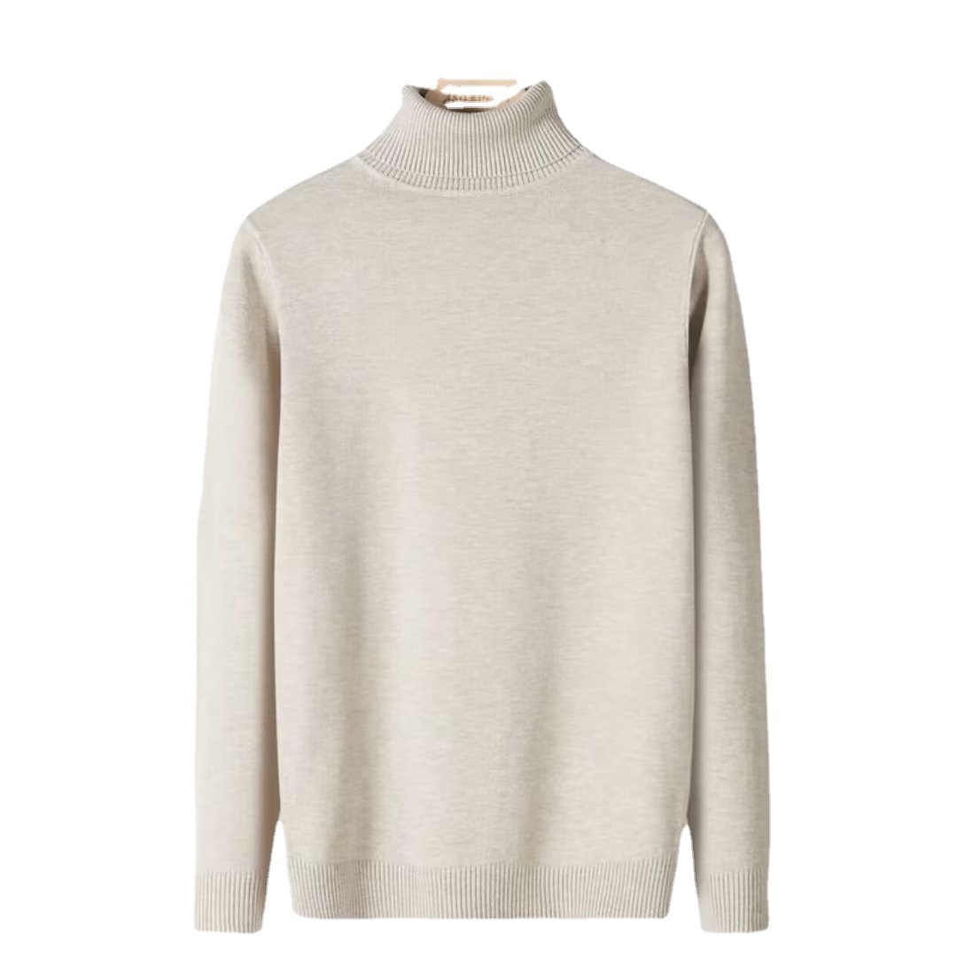 boy Boy Boy Boy Autumn Winter New High Collar Sweater Men Solid Color Inner Layer Knitted Men's Casual Business Slim Fit Base Shirt_voghion.com