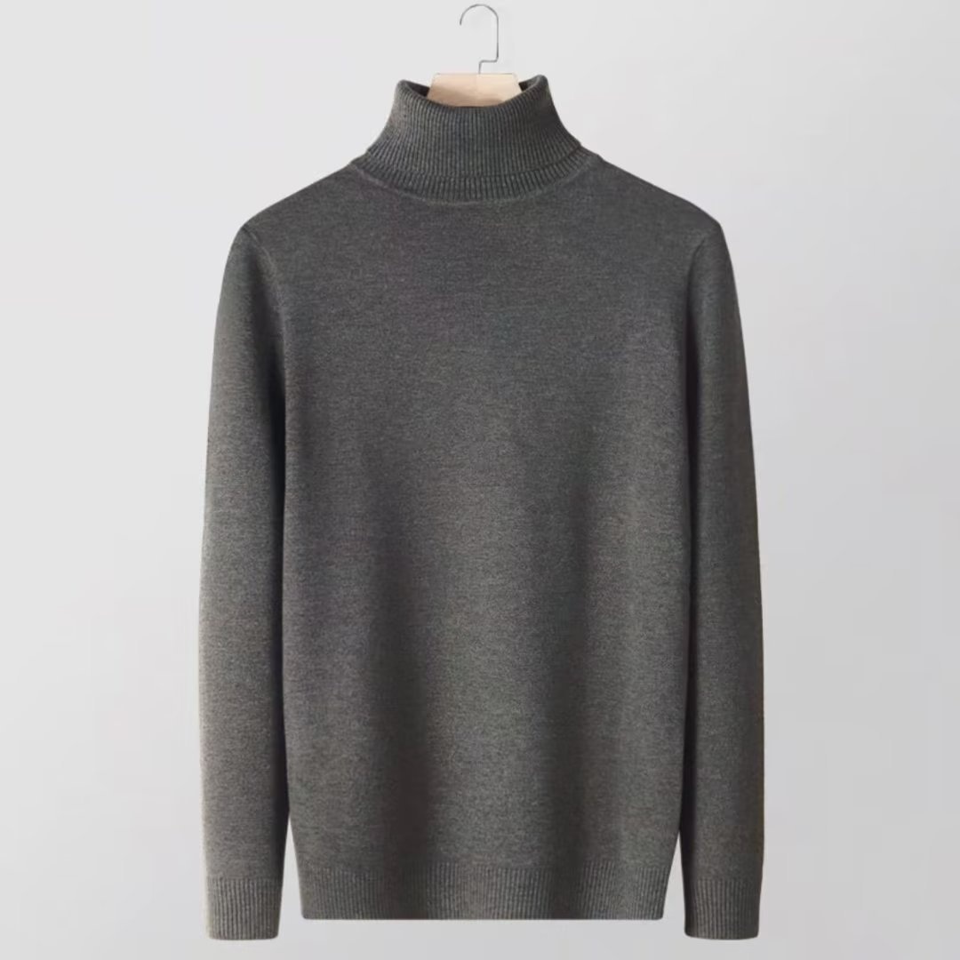 boy Boy Boy Boy Autumn Winter New High Collar Sweater Men Solid Color Inner Layer Knitted Men's Casual Business Slim Fit Base Shirt_voghion.com