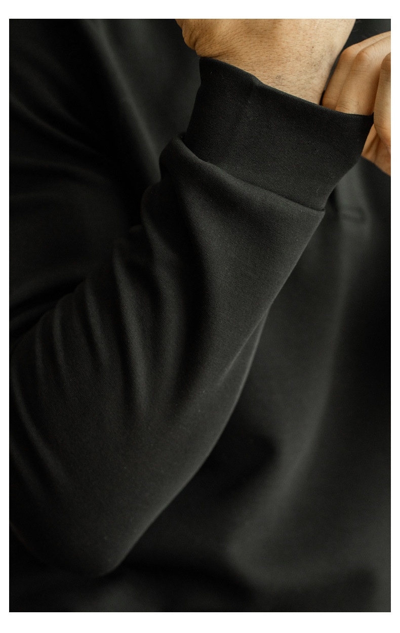 Polo da uomo a maniche lunghe con colletto rovesciato, stile business casual, stile pendolare, modello Boy, pesante, double-face, a strati d'aria, primavera 2025_voghion.com