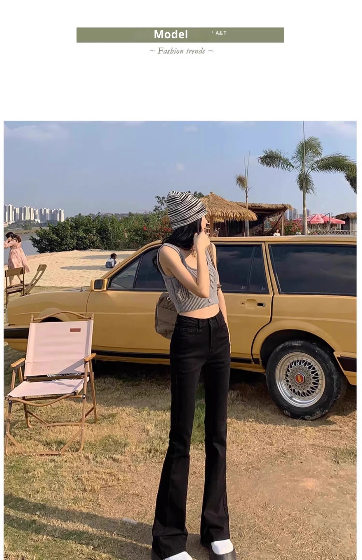 ChicShe Black High-Waisted Slimming Flared Jeans For Women, Spring And Autumn 2024 New Stretch Petite Cropped Bootcut Pants_voghion.com