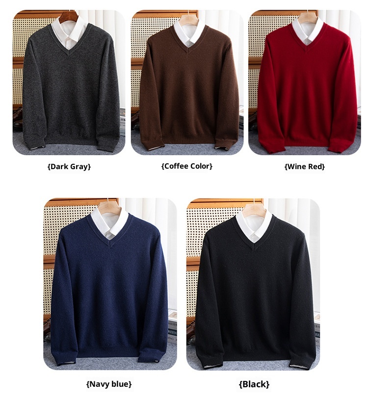 ragazzo Ragazzo Ragazzo Ragazzo Felpa in Maglia Autunno Inverno Largo Uomo Collo Base 2023 Tinta Unita Cashme Ispessito Scollo a V Manica Lunga Slim_voghion.com