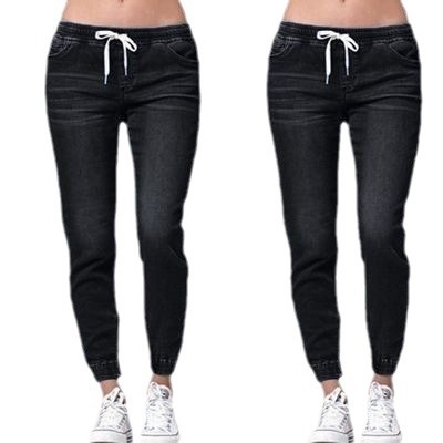 Jean ChicShe Cross-Border grande taille ample à taille élastique, coupe fuselée, style lanterne, pour femmes_voghion.com