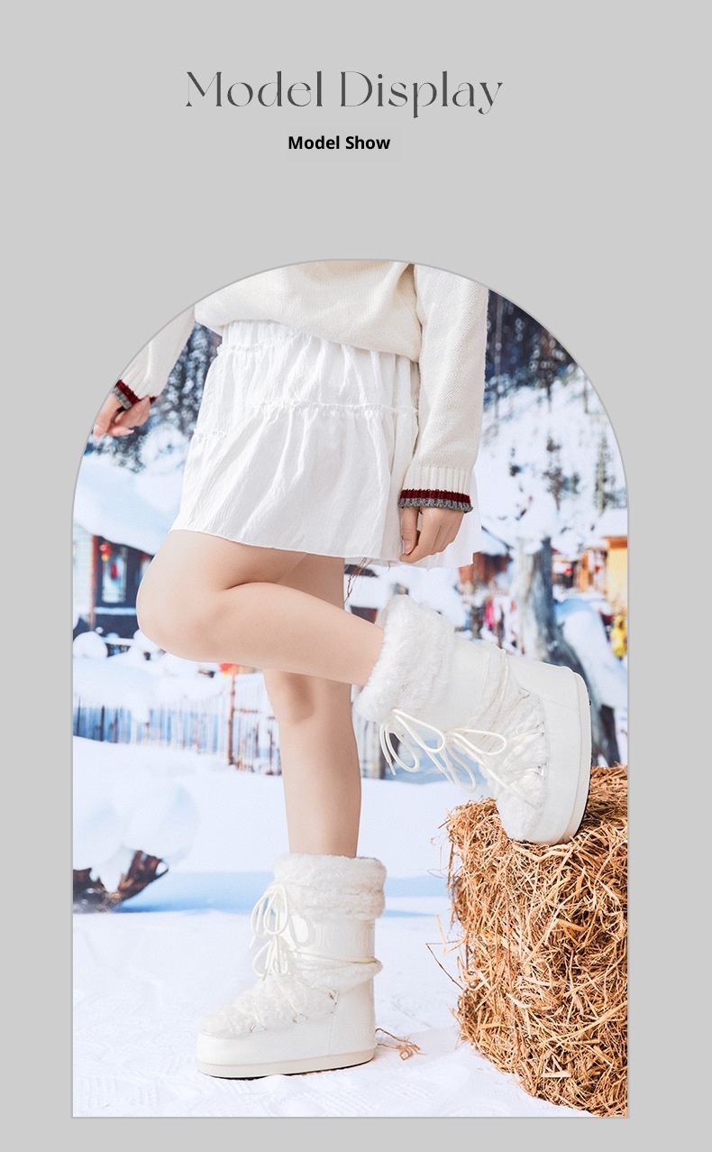 Zees Space 2025 Winter Ski Parent-Child Internet Celebrity Same Style Mid-Calf Thickened Plush Northeast Snow Country Moon_voghion.com