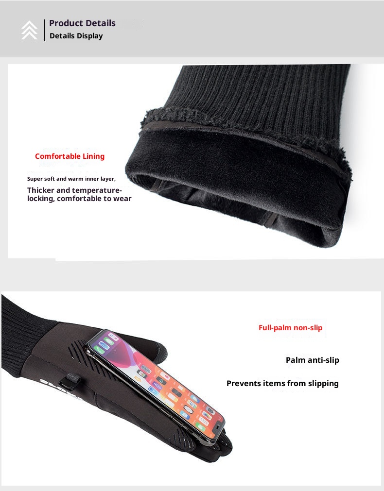 jongen Jongen Outdoor Heren Winter Fleece-gevoerd Warm Touchscreen Antislip Fietsen Wandelen Skiën Waterdicht Winddicht Sporthandschoenen_voghion.com