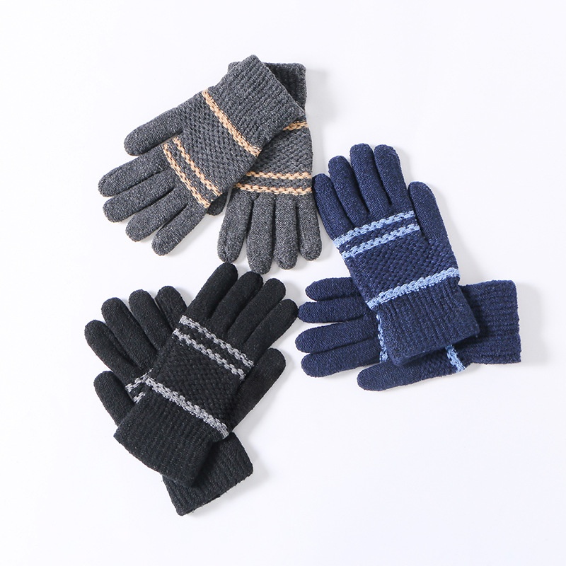 Gants chauds d'hiver pour hommes et femmes, imperméables au froid, en laine et velours tricotées, jacquard, pour la vente ambulante._voghion.com