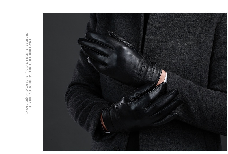 boy Boy Genuine Leather For Men Wholesale Labor Protection Men's Fleece-Lined Warm Sheepskin Gloves Thin Lining Autumn Winter_voghion.com