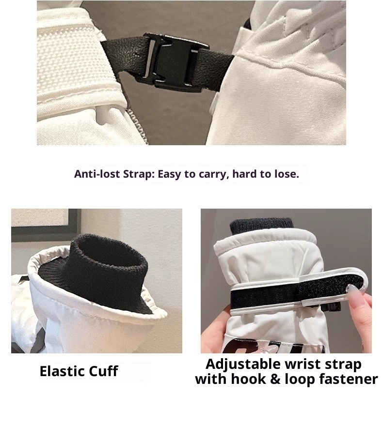 Guanti da sci invernali per bambini, foderati in pile, spessi, caldi, per bici elettrica, antiscivolo, impermeabili, touchscreen, stile coppia_voghion.com