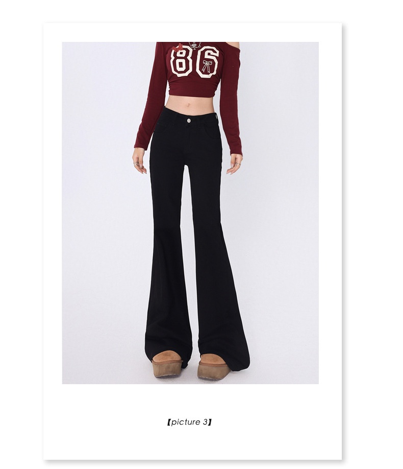 ChicShe ChicShe Spicy Girl Jean évasé pour femme, collection automne, taille S, noir, coupe slim, bottes cloche longues._voghion.com