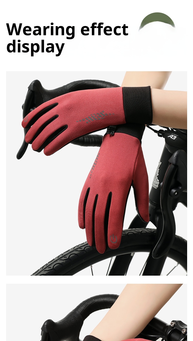Guanti da sci e ciclismo da corsa, caldi, antiscivolo, in velluto, per uomo e donna, per attività all'aperto, autunno e inverno_voghion.com