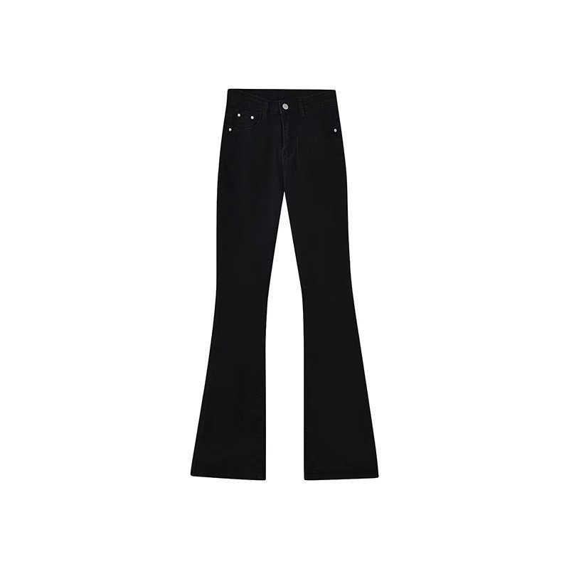 ChicShe Flared Jeans For Women 2024 New Spring Autumn High Waist Slim Fit Petite Black Bootcut Pants_voghion.com