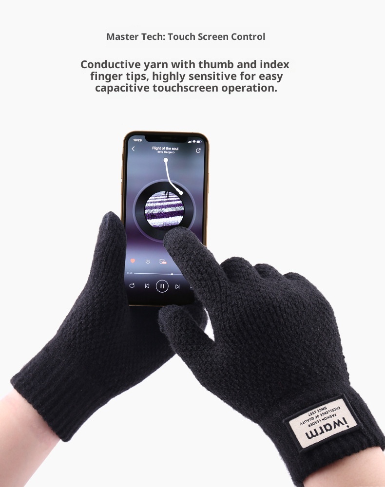 boy Boy Men's Winter Double Layer Thickened Fleece Lined Extra Long Touchscreen Versatile Knitted Wool Gloves Wholesale_voghion.com