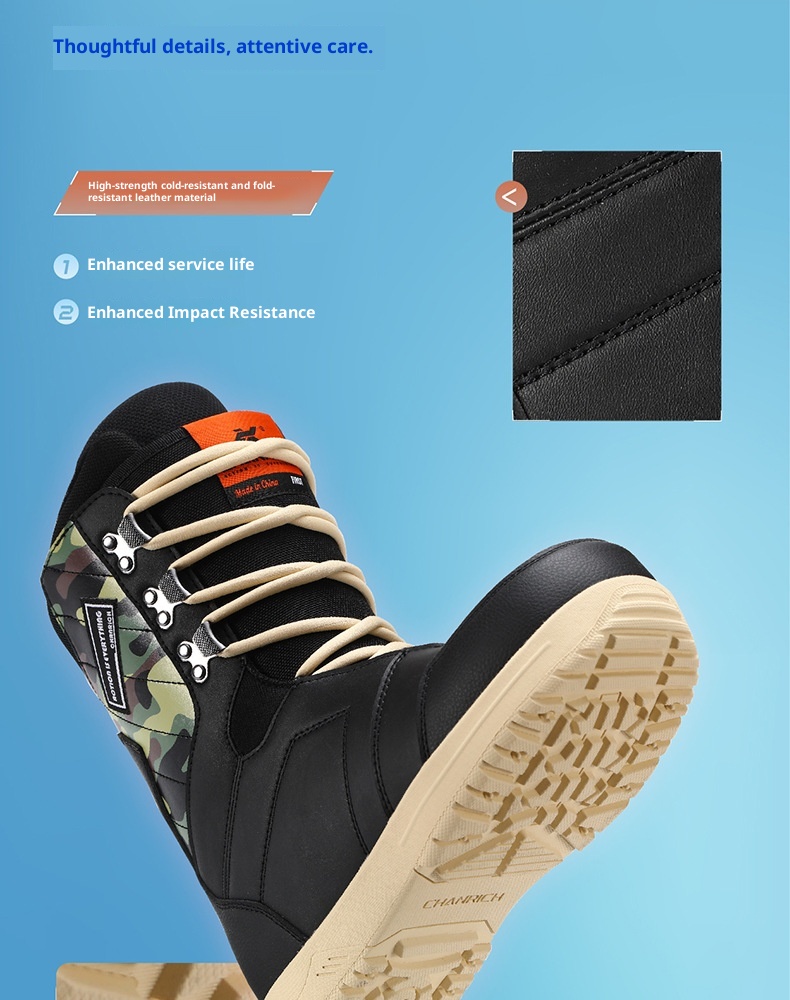 Zees CHANRICH Snowboardlaarzen Traditionele veterschoenen Antislip Warm Schokabsorptie Heren en Dames Waterdicht Trendy_voghion.com
