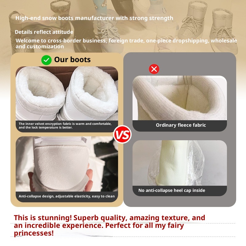 Zees Cross-Border Same Style Children's Parent-Child Snow Bright Color Ski Thick-Soled Women's Moon Thickened Waterproof_voghion.com