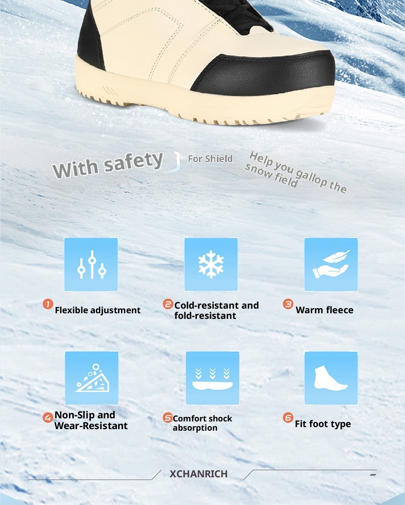 Zees CHANRICH Snowboardlaarzen Traditionele veterschoenen Antislip Warm Schokabsorptie Heren en Dames Waterdicht Trendy_voghion.com