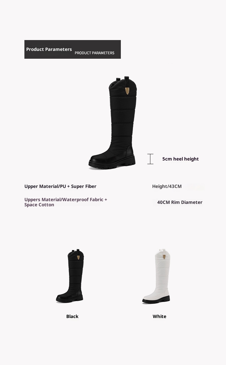Zees Please Proceed The New Store To Place An Order For In-stock Items - Down Fabric Waterproof Thick Fur Snow High Boots_voghion.com
