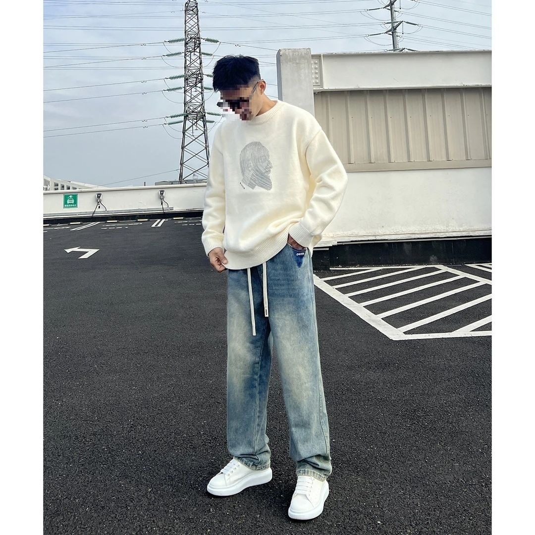 Herren-Pullover mit Rundhalsausschnitt, Herbst/Winter-Trendmarke, stylischer, lässiger und vielseitiger Strickpullover in Schwarz_voghion.com