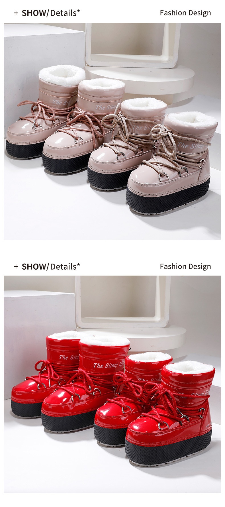 Zees Distribution Winter Parent-Child Style Sand Tea Color Ski Cross-Border Hot Sale Warm Non-Slip Thickened Mid-Calf Snow_voghion.com