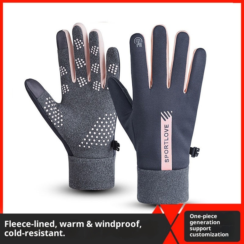 Boy Damen-Radhandschuhe Warm Plus Velvet Anti-Rutsch Touchscreen Winter Herren Winddichte und Kältedichte Skihandschuhe_voghion.com