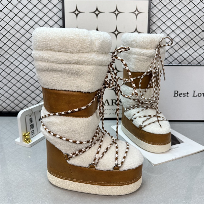 Zees 2025 Winter New Upgraded Moon Snow Damen-Skischuhe mit hohem Schaft, Schnürung, rutschfest und warm_voghion.com