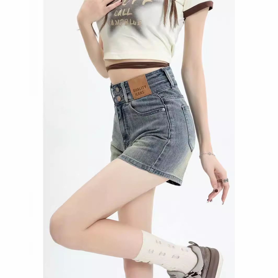 ChicShe Amerikaanse Retro Distressed High-Waisted Jeans voor Dames Zomermeisjes Chic Slim Fit Hotpants Ins Trendy Shorts_voghion.com