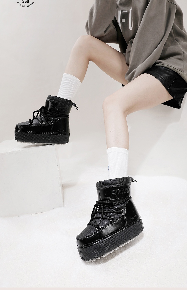 Zees Cross-Border Same Style Children's Parent-Child Snow Bright Color Ski Thick-Soled Women's Moon Thickened Waterproof_voghion.com