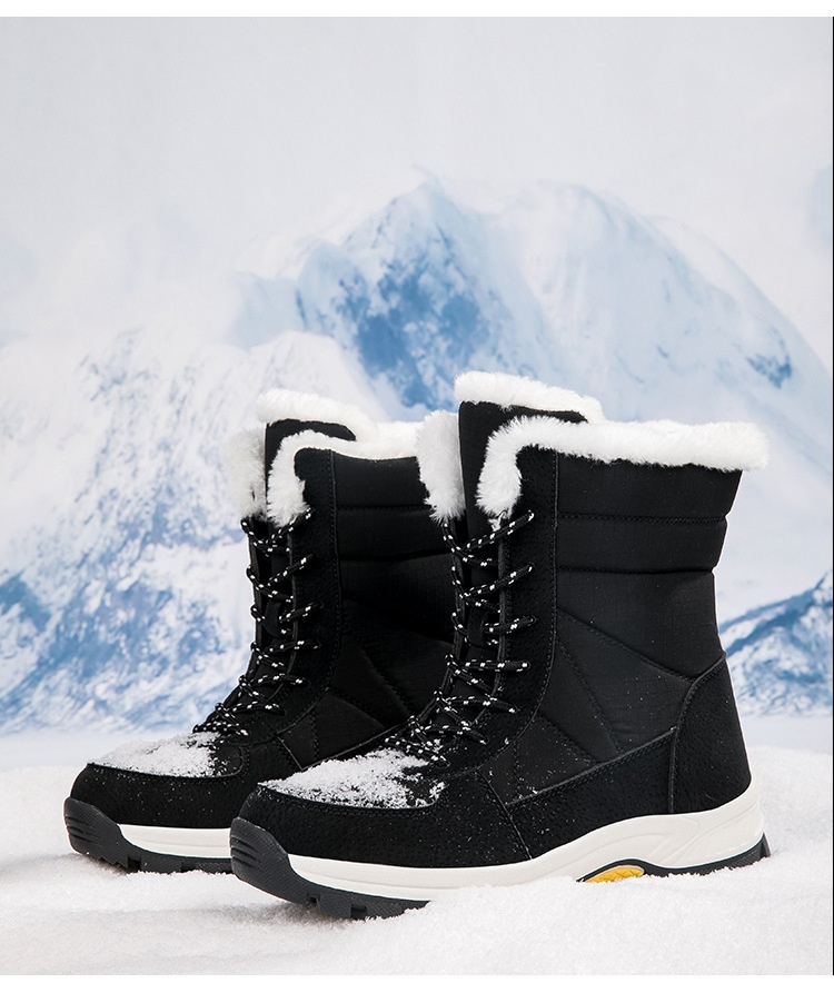 Zees Damen-Winterschuhe aus Baumwolle, gefüttert mit Fleece, wasserdicht, rutschfest, wadenhoch, ideal zum Skifahren_voghion.com