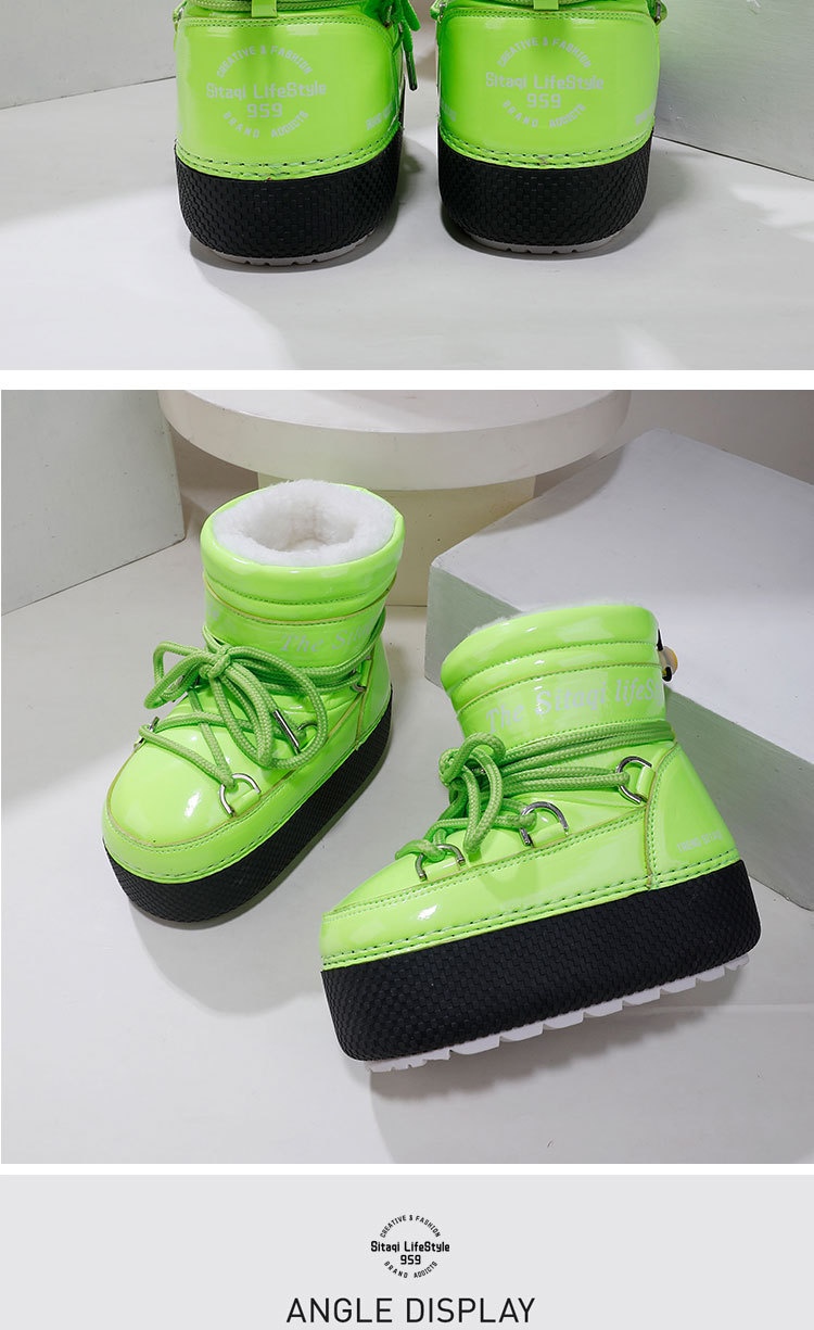 Zees Nine Colors Snowflake Custom Parent-Child Space Travel Ski Moon Mid-Calf Waterproof Warm Cold-Resistant Snow Boots_voghion.com