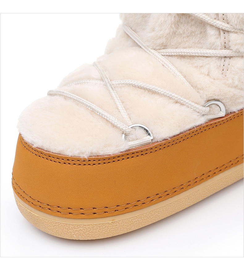 Zees 2025 New Thickened Ski Space With Lamb Wool Fur Patchwork High Tube Snow Boots For Export To Europe And America_voghion.com