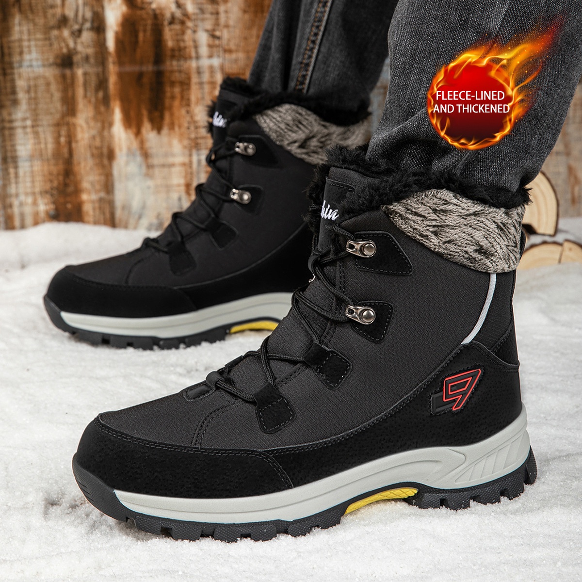 Zees Harbin Northeast Outdoor Boots With Fleece, Waterproof Cold-Proof Snow Shoes Skiing At -40 Degrees, Travel Gear For Men_voghion.com