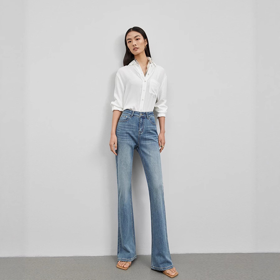 ChicShe Damesjeans Herfst High-End Hoogwaardig Ontwerp Hoge Taille Slim Fit Comfortabele Eenvoudige Uitlopende Broek_voghion.com