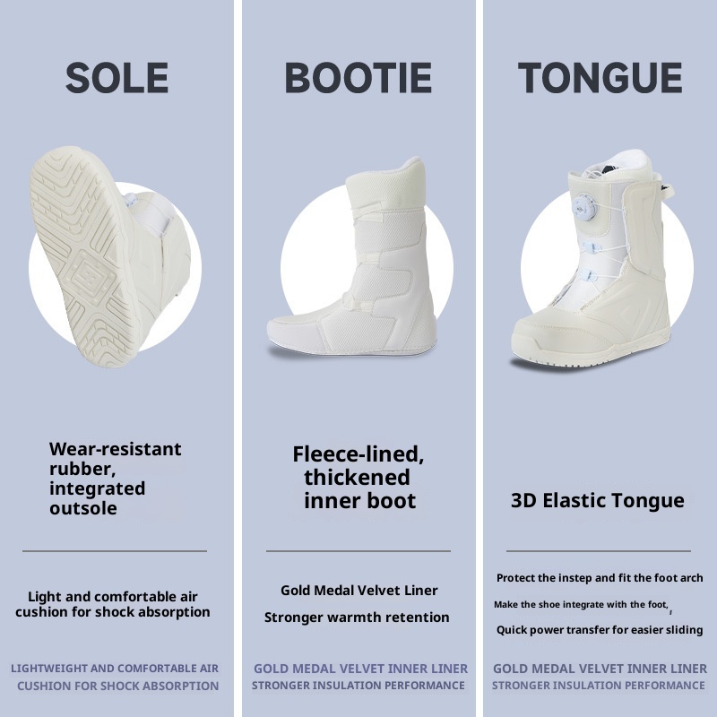 Zees Lanke Sneeuwschoenen Outdoor Ski-uitrusting Heren en Dames Snowboardlaarzen Waterdicht Warm Plat Bloem Carving Schaatsen_voghion.com