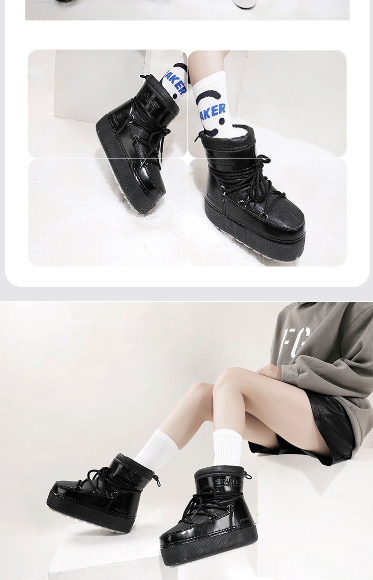 Zees Cross-Border Same Style Children's Parent-Child Snow Bright Color Ski Thick-Soled Women's Moon Thickened Waterproof_voghion.com