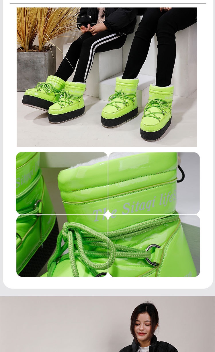 Zees Nine Colors Snowflake Custom Parent-Child Space Travel Ski Moon Mid-Calf Waterproof Warm Cold-Resistant Snow Boots_voghion.com