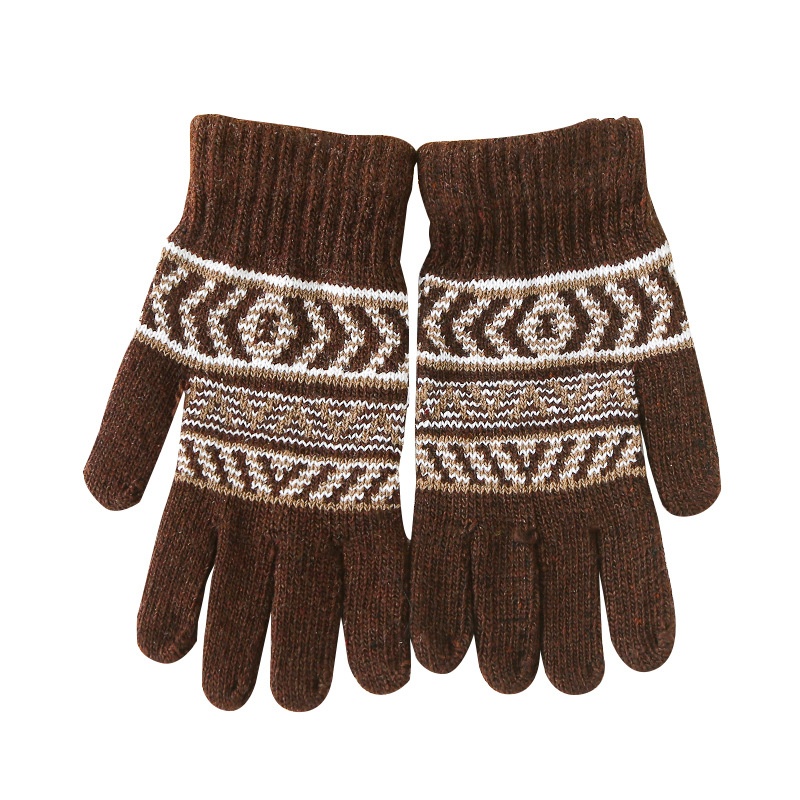 Gants chauds d'hiver pour hommes et femmes, imperméables au froid, en laine et velours tricotées, jacquard, pour la vente ambulante._voghion.com