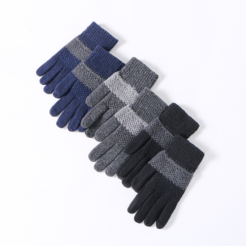 Gants chauds d'hiver pour hommes et femmes, imperméables au froid, en laine et velours tricotées, jacquard, pour la vente ambulante._voghion.com