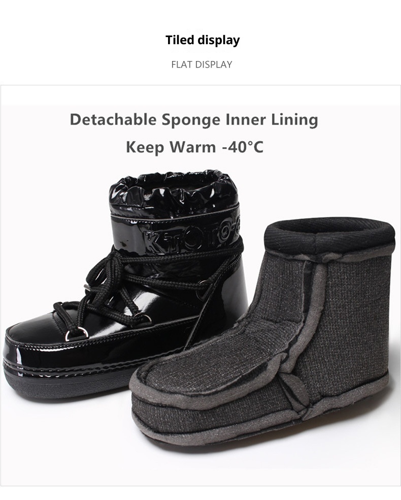 Zees Y032 Ciepłe śniegowe buty damskie 2025 Nowe zimowe damskie buty Moon z cienką podeszwą do połowy łydki, wodoodporne_voghion.com