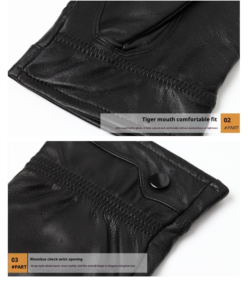 boy Boy Genuine Leather For Men Wholesale Labor Protection Men's Fleece-Lined Warm Sheepskin Gloves Thin Lining Autumn Winter_voghion.com