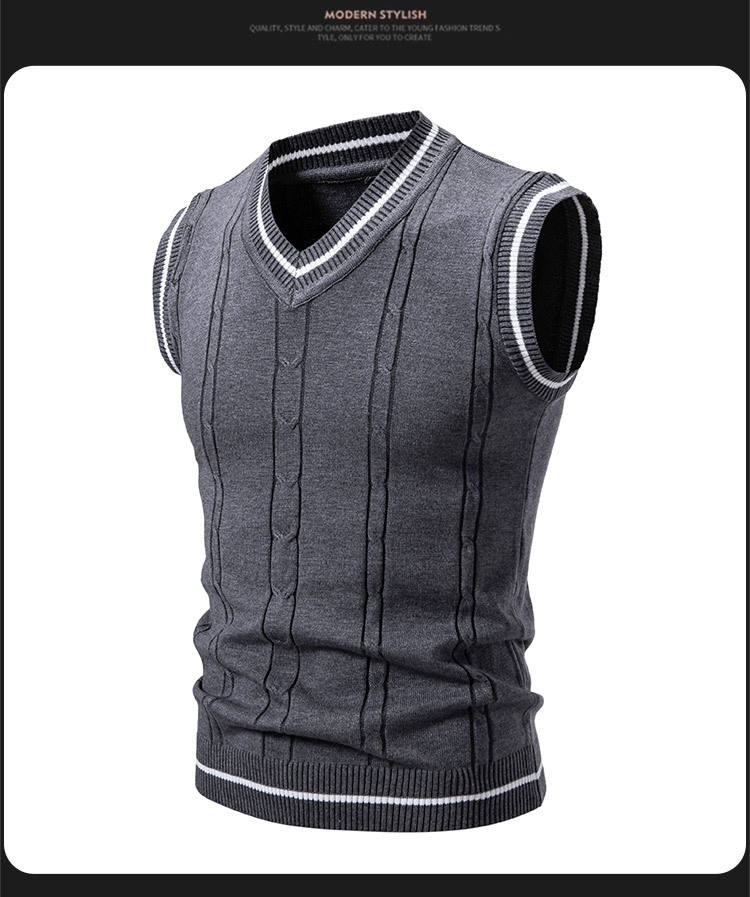 boy Boy Boy Boy Men's Knitted Vest V-Neck Sleeveless Sweater Spring Autumn New Fashion Casual Base Layer_voghion.com