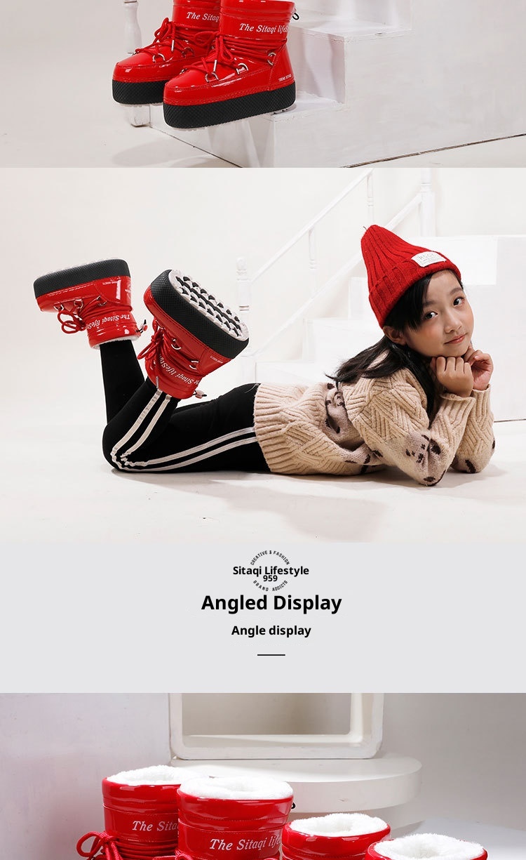 Zees Multi-Bright Color Parent-Child Children's Boys And Girls Ski Thick-Soled Space Moon Thickened Waterproof Non-Slip Warm_voghion.com