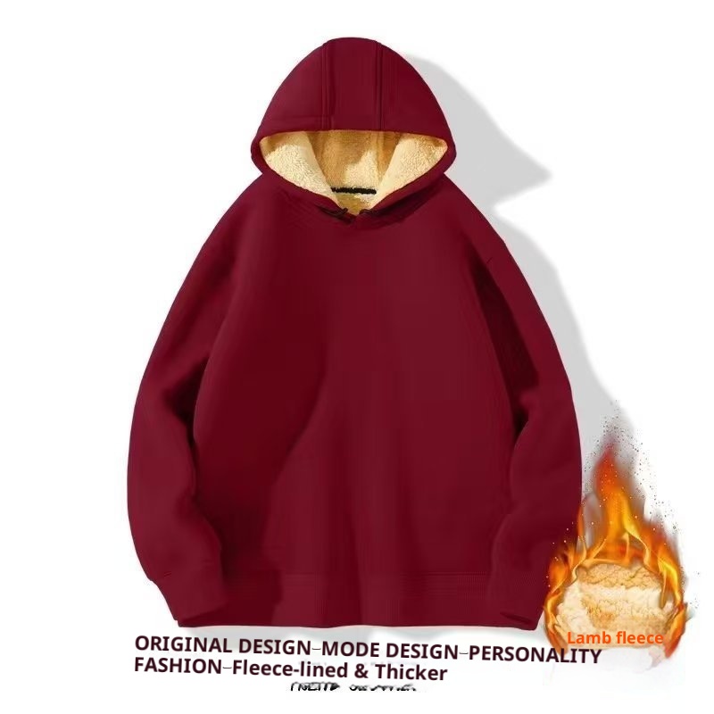 Herren-Sweatshirt/Cardigan aus Lammwolle für Herbst/Winter – warm, mit Kapuze und Reißverschluss, vielseitig, lässig, fleecegefüttert und dick gefüttert._voghion.com