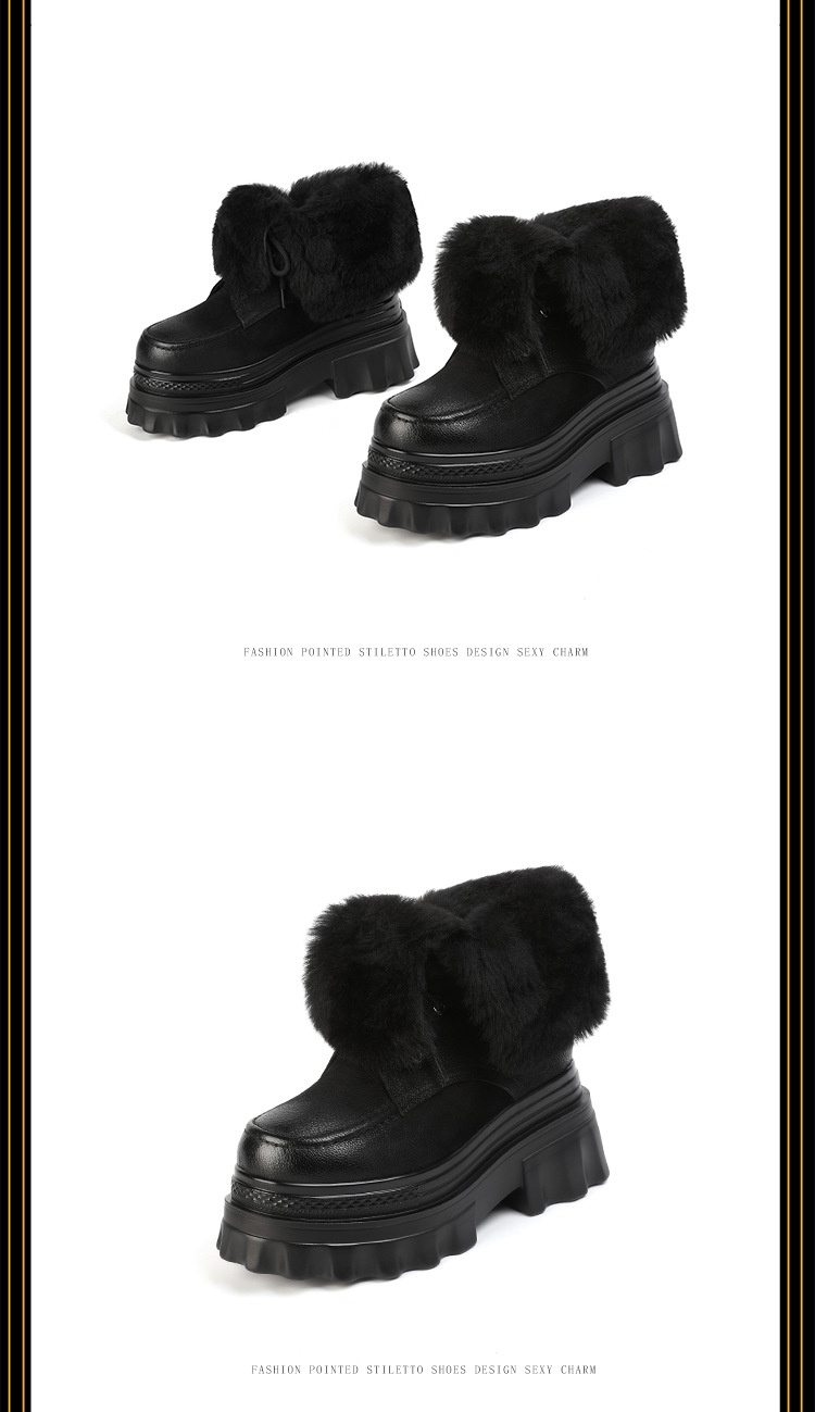 Botas de neve Zees de cano curto com cadarço, solado grosso e aumento de altura de 10 cm, para mulheres, ideais para esqui de inverno ao ar livre, em algodão quente._voghion.com