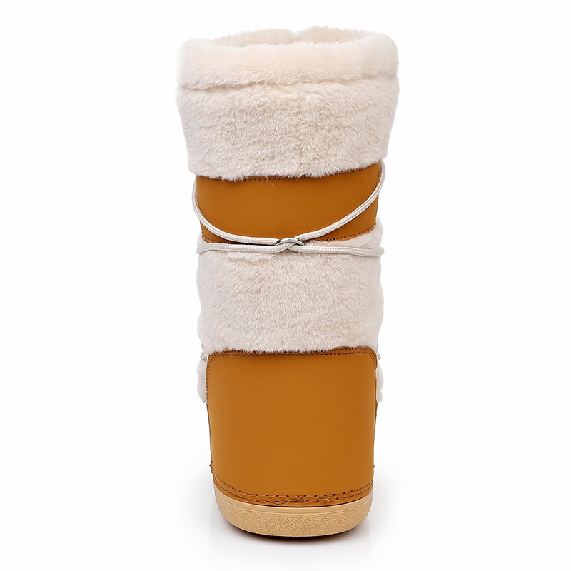 Zees 2025 New Thickened Ski Space With Lamb Wool Fur Patchwork High Tube Snow Boots For Export To Europe And America_voghion.com