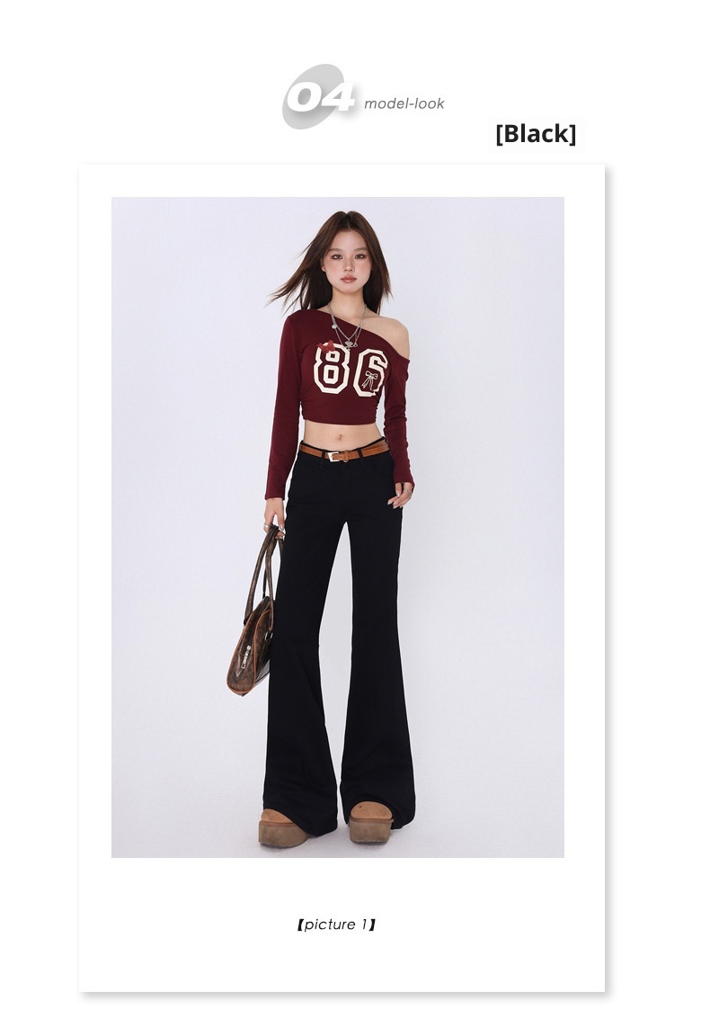 ChicShe ChicShe Spicy Girl Jean évasé pour femme, collection automne, taille S, noir, coupe slim, bottes cloche longues._voghion.com