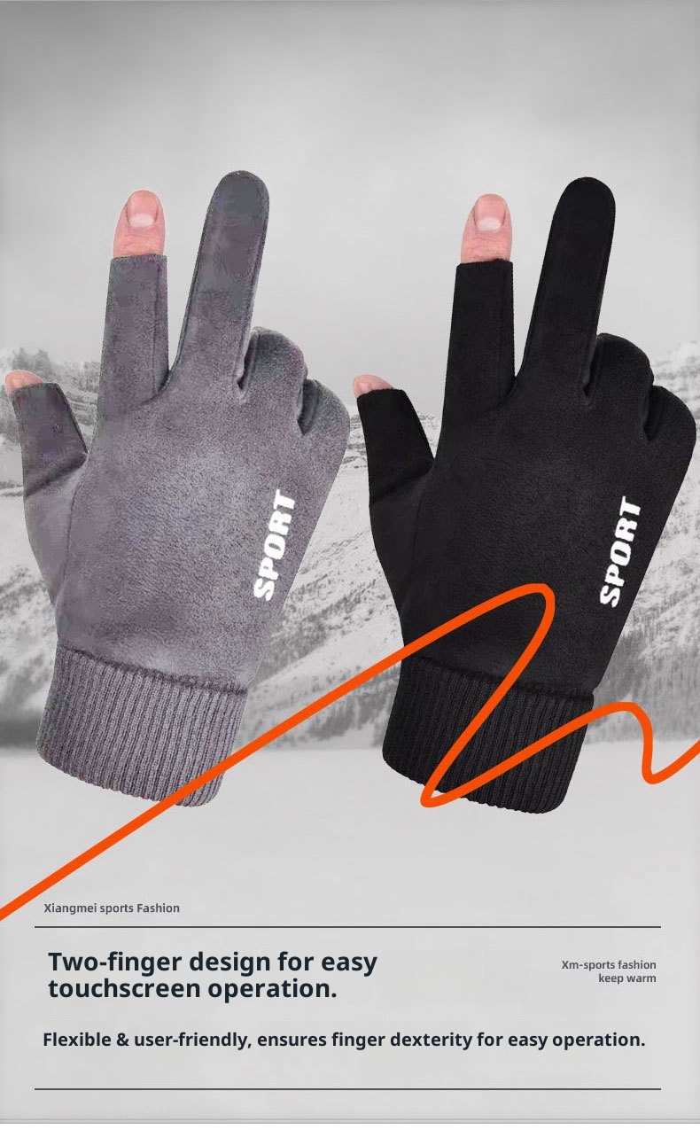 boy Boy Men's Winter Warm Fleece-Lined Touchscreen For Outdoor Riding, Driving, Motorcycle, Delivery, Suede Courier Gloves_voghion.com