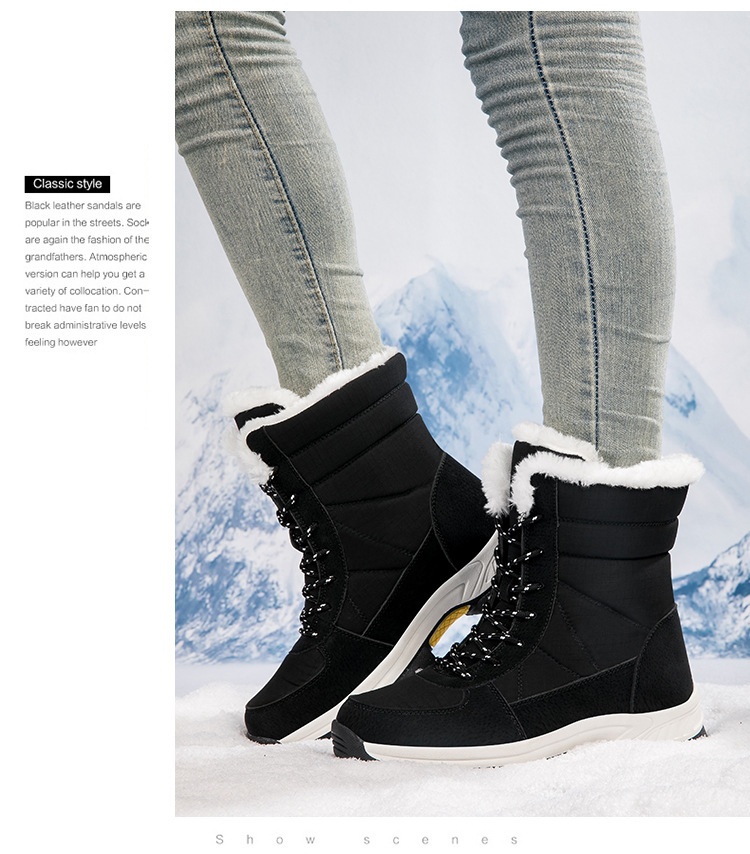 Zees Damen-Winterschuhe aus Baumwolle, gefüttert mit Fleece, wasserdicht, rutschfest, wadenhoch, ideal zum Skifahren_voghion.com