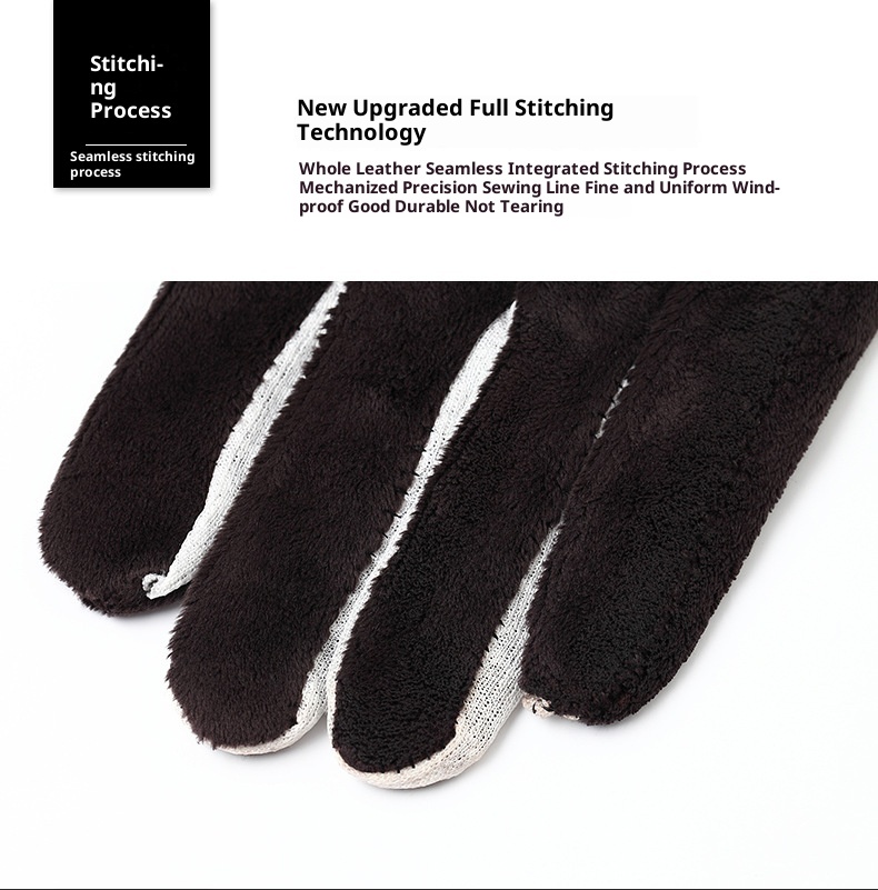 boy Boy Genuine Leather For Men Wholesale Labor Protection Men's Fleece-Lined Warm Sheepskin Gloves Thin Lining Autumn Winter_voghion.com