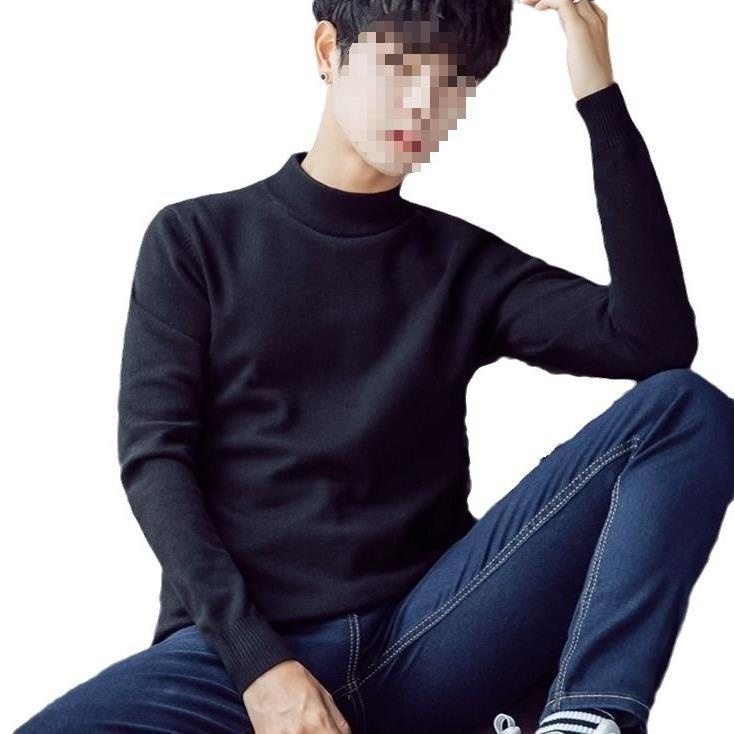 boy Boy Boy Boy Cross-Border Men's Knitted Warm Base Layer Slim Fit Half Turtleneck Korean Style Inner Wear Stylish Fuzzy Sweater Top_voghion.com