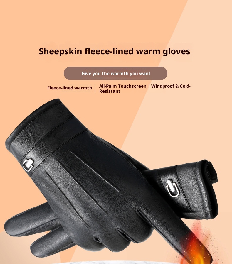 Guantes de piel auténtica Boy para hombre, ideales para invierno, cálidos, resistentes al viento, impermeables y compatibles con pantallas táctiles. Aptos para motociclismo y actividades al aire libre._voghion.com