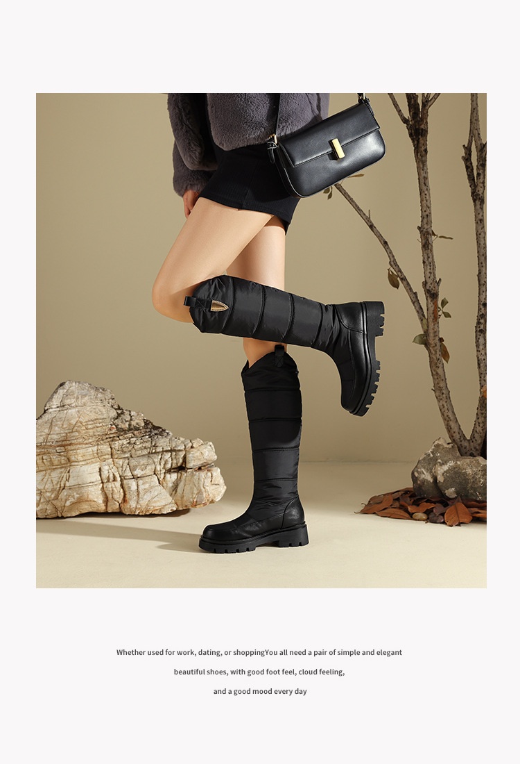 Zees Please Proceed The New Store To Place An Order For In-stock Items - Down Fabric Waterproof Thick Fur Snow High Boots_voghion.com